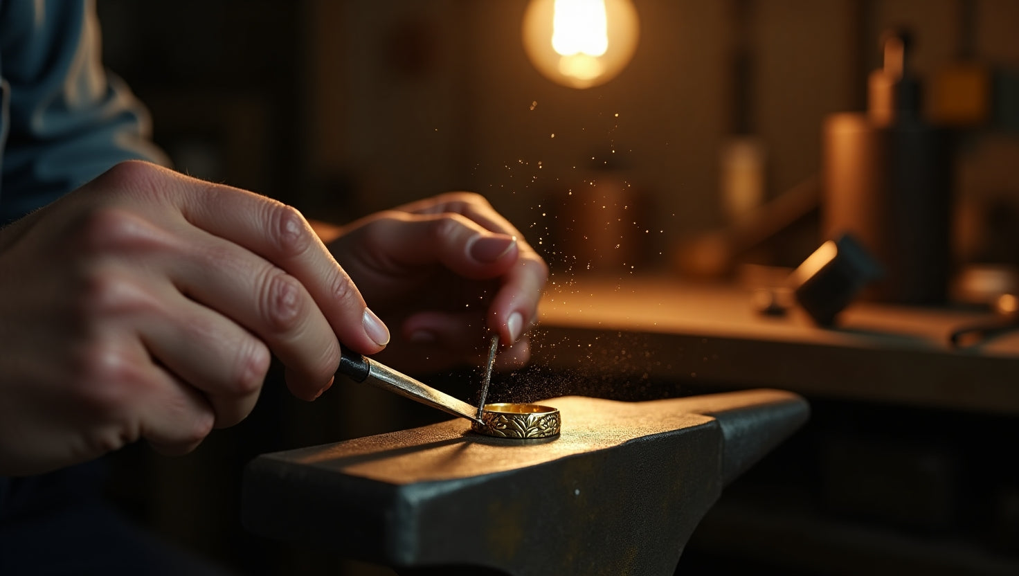 man making hand made jewelry